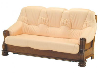 Sofa Luxus 3 Sitzer Couch Polster Holz Leder Couchgarnitur Dreisitzer Couchen